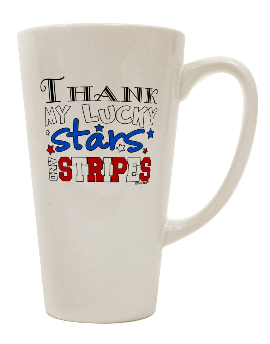 Stars and Stripes Color 16 Ounce Conical Latte Coffee Mug - Expertly Crafted by TooLoud-Conical Latte Mug-TooLoud-White-Davson Sales