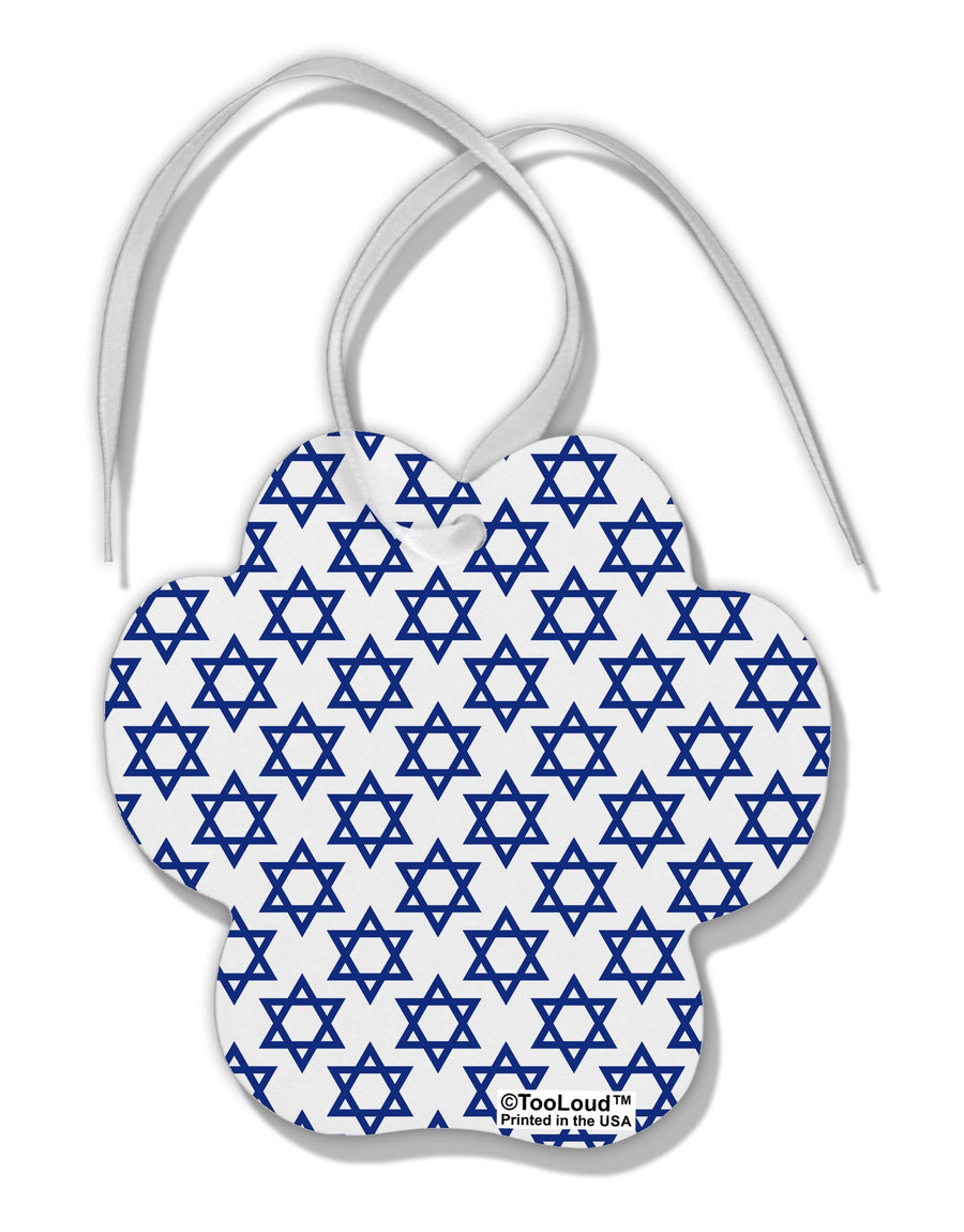 Stars of David Jewish Paw Print Shaped Ornament All Over Print by TooLoud-Ornament-TooLoud-White-Davson Sales