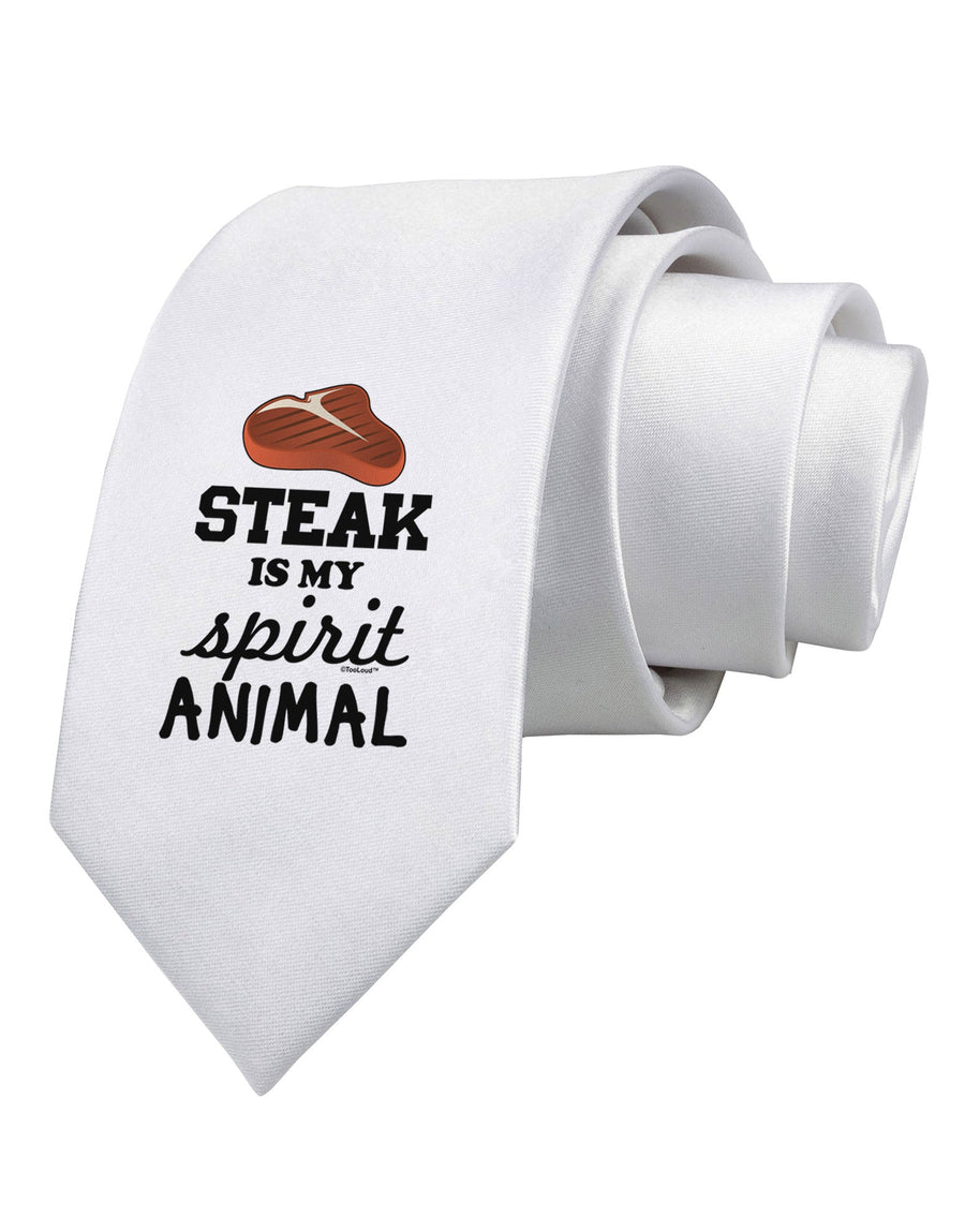 Steak Is My Spirit Animal Printed White Necktie