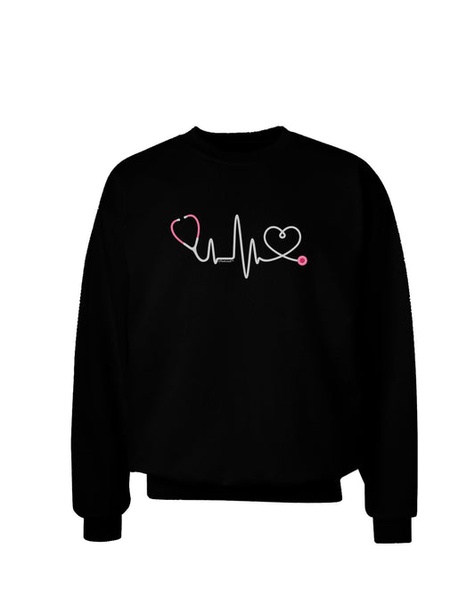 Stethoscope Heartbeat Adult Dark Sweatshirt-Sweatshirts-TooLoud-Black-Small-Davson Sales