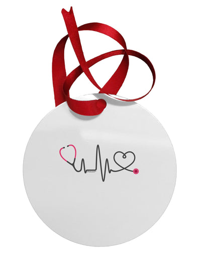 Stethoscope Heartbeat Circular Metal Ornament-Ornament-TooLoud-White-Davson Sales