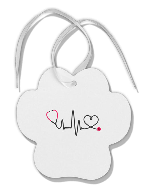 Stethoscope Heartbeat Paw Print Shaped Ornament-Ornament-TooLoud-White-Davson Sales