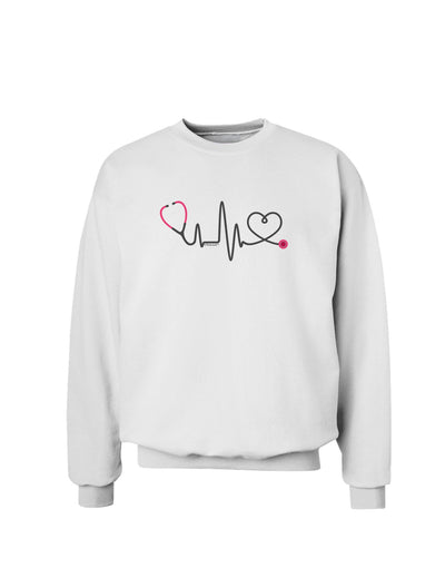 Stethoscope Heartbeat Sweatshirt-Sweatshirts-TooLoud-White-Small-Davson Sales