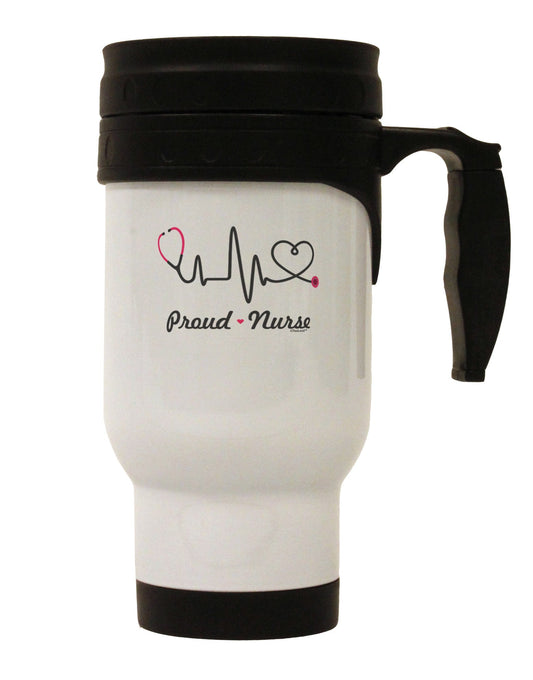 Stethoscope Heartbeat Text Stainless Steel 14oz Travel Mug-Travel Mugs-TooLoud-White-Davson Sales