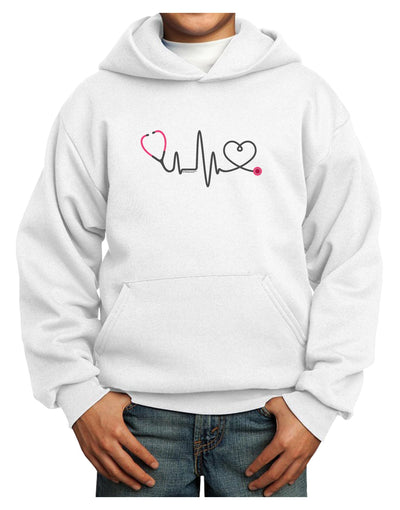 Stethoscope Heartbeat Youth Hoodie Pullover Sweatshirt-Youth Hoodie-TooLoud-White-XS-Davson Sales