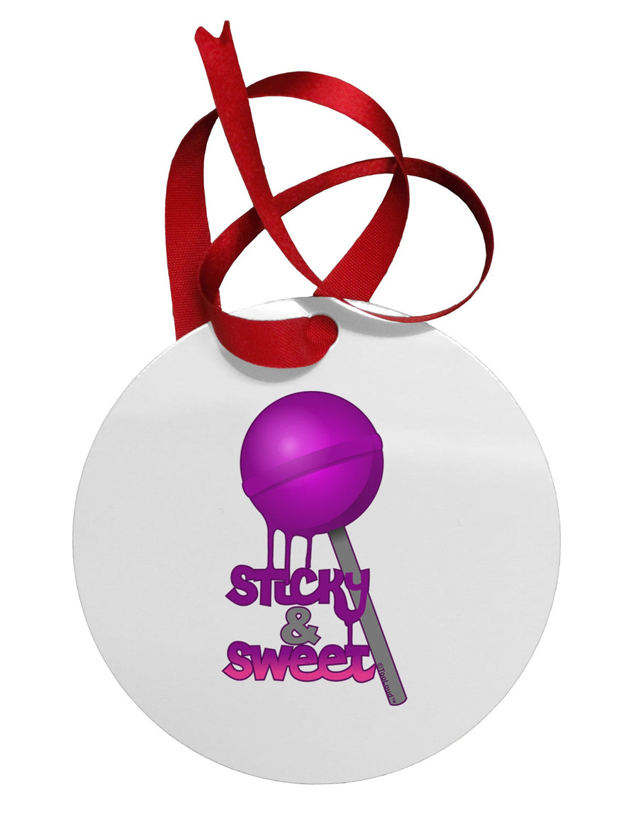 Sticky & Sweet Lollipop Circular Metal Ornament-Ornament-TooLoud-White-Davson Sales