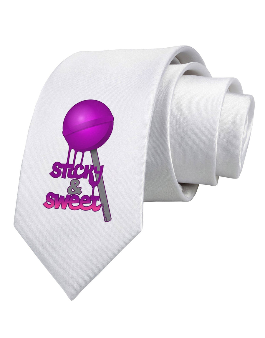 Sticky & Sweet Lollipop Printed White Necktie