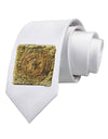 Stone Carving Sepia Printed White Necktie