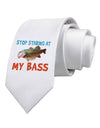 Stop Staring At My Bass Printed White Necktie