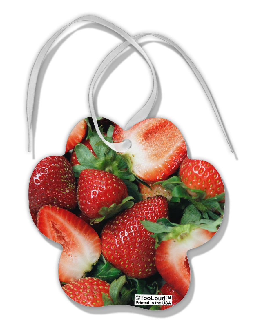 Strawberries All Over Paw Print Shaped Ornament All Over Print-Ornament-TooLoud-White-Davson Sales