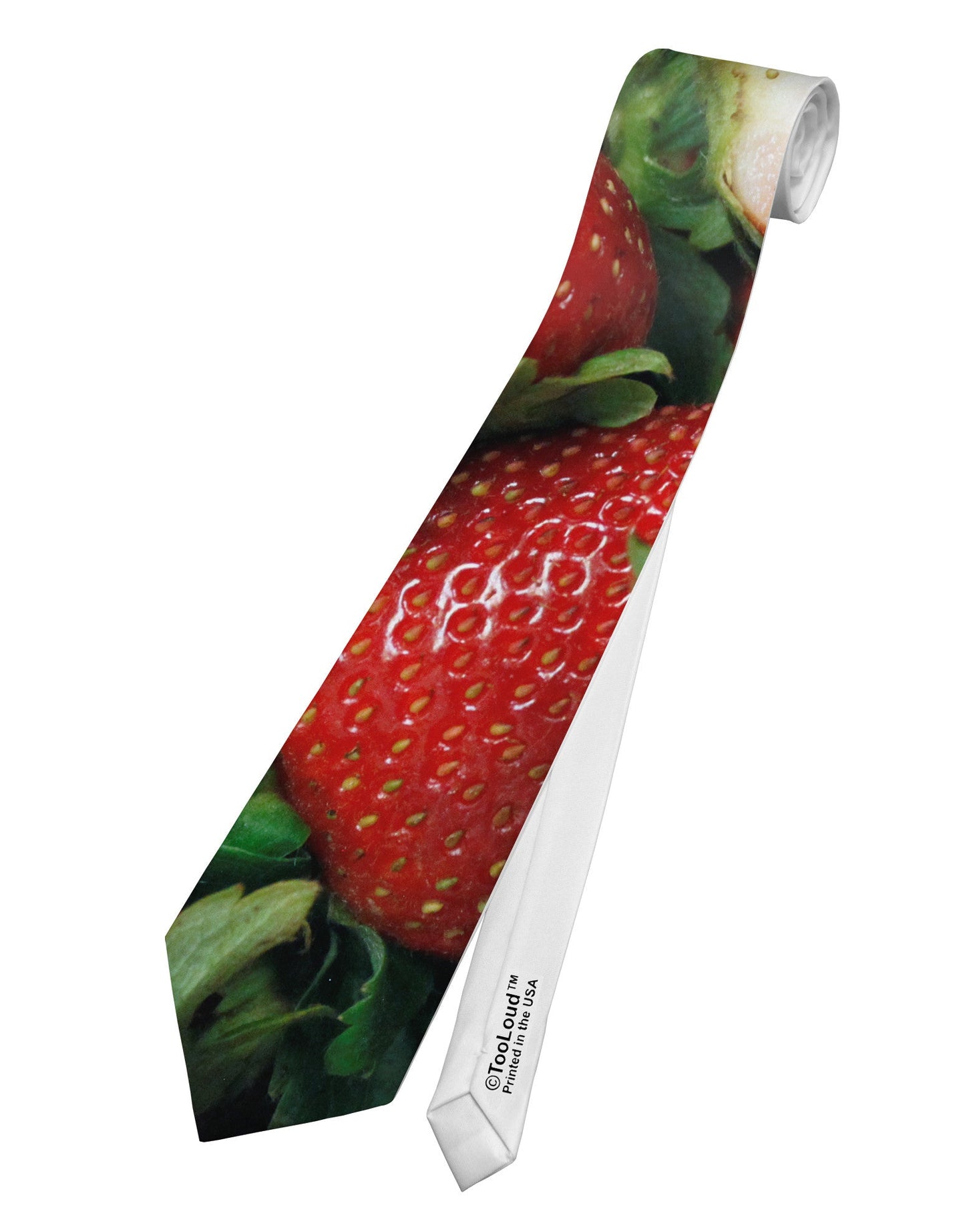 Strawberries All Over Printed White Necktie All Over Print