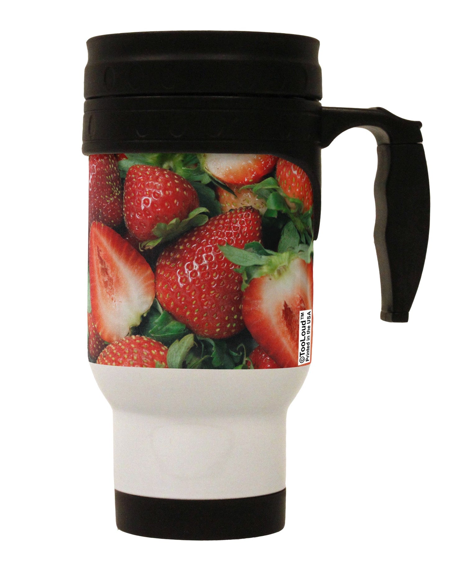 Strawberries All Over Stainless Steel 14oz Travel Mug All Over Print-Travel Mugs-TooLoud-White-Davson Sales