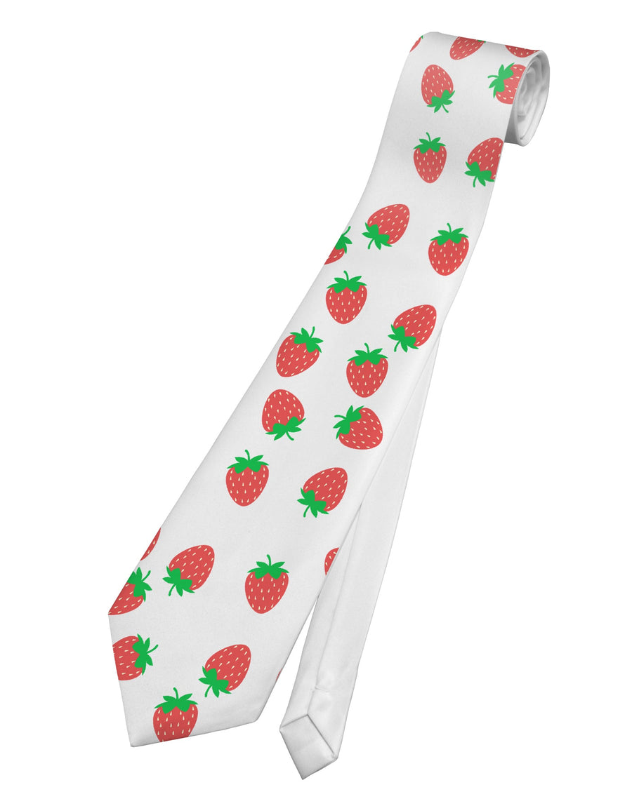 Strawberries Everywhere Printed White Necktie by TooLoud