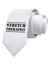 Stretch Therapist Text Printed White Necktie by