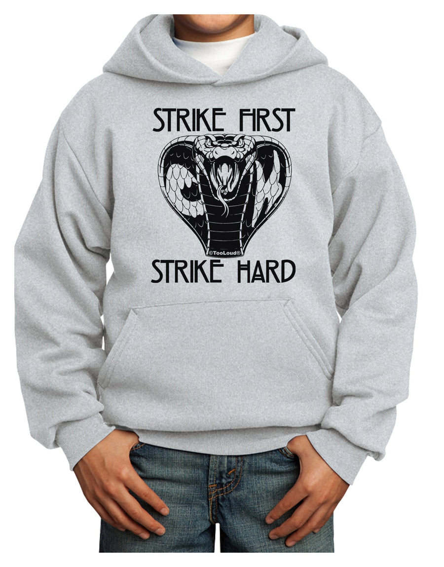Strike First Strike Hard Cobra Youth Hoodie Pullover Sweatshirt-Youth Hoodie-TooLoud-White-XS-Davson Sales