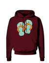 Striped Flip Flops - Teal and Orange Dark Hoodie Sweatshirt-Hoodie-TooLoud-Maroon-Small-Davson Sales