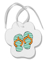 Striped Flip Flops - Teal and Orange Paw Print Shaped Ornament-Ornament-TooLoud-White-Davson Sales