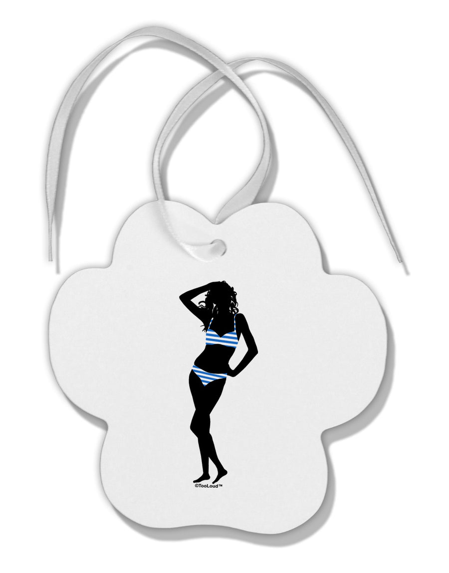 Stripes Bikini Shadow Paw Print Shaped Ornament by TooLoud-Ornament-TooLoud-White-Davson Sales