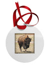 Strong Bison Circular Metal Ornament-Ornament-TooLoud-White-Davson Sales