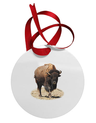 Strong Bison Cutout Circular Metal Ornament-Ornament-TooLoud-White-Davson Sales