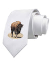 Strong Bison Cutout Printed White Necktie