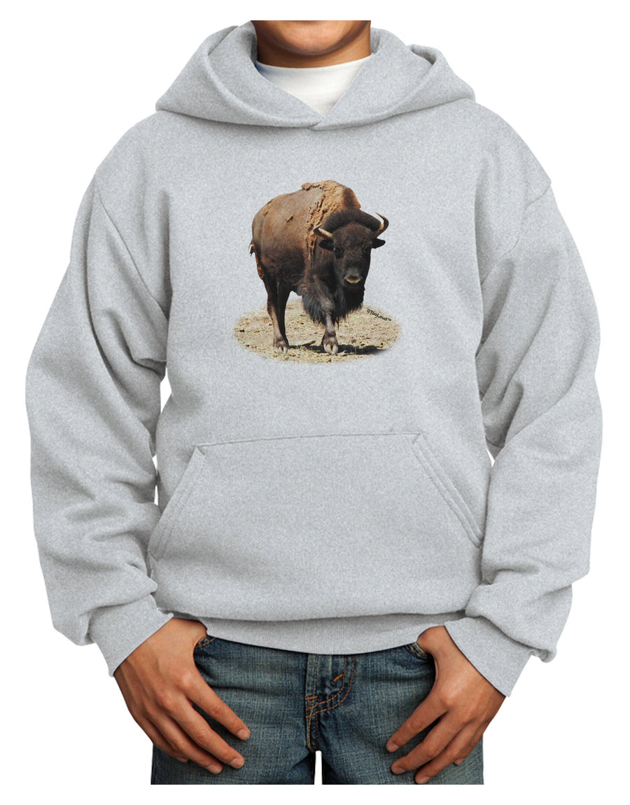 Strong Bison Cutout Youth Hoodie Pullover Sweatshirt-Youth Hoodie-TooLoud-White-XS-Davson Sales