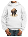 Strong Bison Cutout Youth Hoodie Pullover Sweatshirt-Youth Hoodie-TooLoud-White-XS-Davson Sales