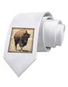 Strong Bison Printed White Necktie