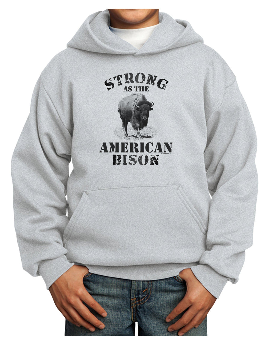 Strong Bison Text Youth Hoodie Pullover Sweatshirt-Youth Hoodie-TooLoud-White-XS-Davson Sales