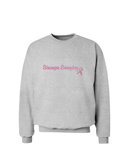 Stronger Everyday Breast Cancer Awareness Ribbon Sweatshirt-Sweatshirts-TooLoud-AshGray-Small-Davson Sales