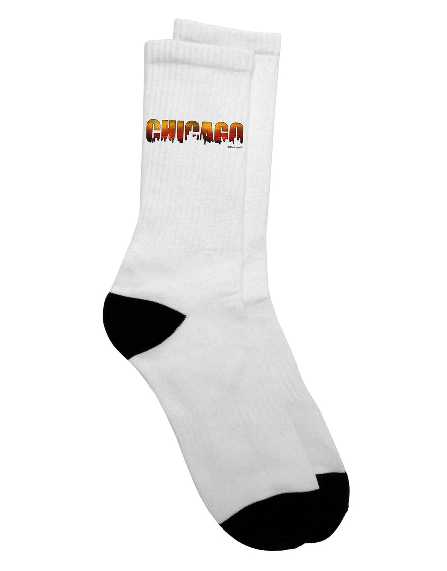 Stunning Chicago Skyline Cutout - Captivating Sunset Sky Adult Crew Socks - Presented by TooLoud-Socks-TooLoud-White-Ladies-4-6-Davson Sales