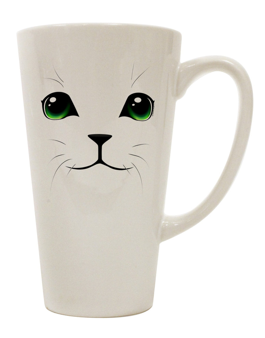 Stylish 16 Ounce Conical Latte Coffee Mug with Adorable Green-Eyed Cat Face - TooLoud-Conical Latte Mug-TooLoud-White-Davson Sales