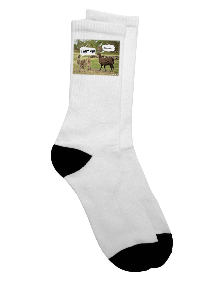 Stylish Adult Crew Socks featuring Angry Standing Llamas - TooLoud-Socks-TooLoud-White-Ladies-4-6-Davson Sales