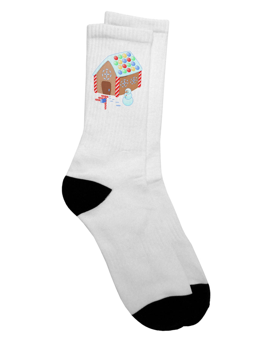 Stylish Adult Crew Socks featuring Little Gingerbread House Design - by TooLoud-Socks-TooLoud-White-Ladies-4-6-Davson Sales