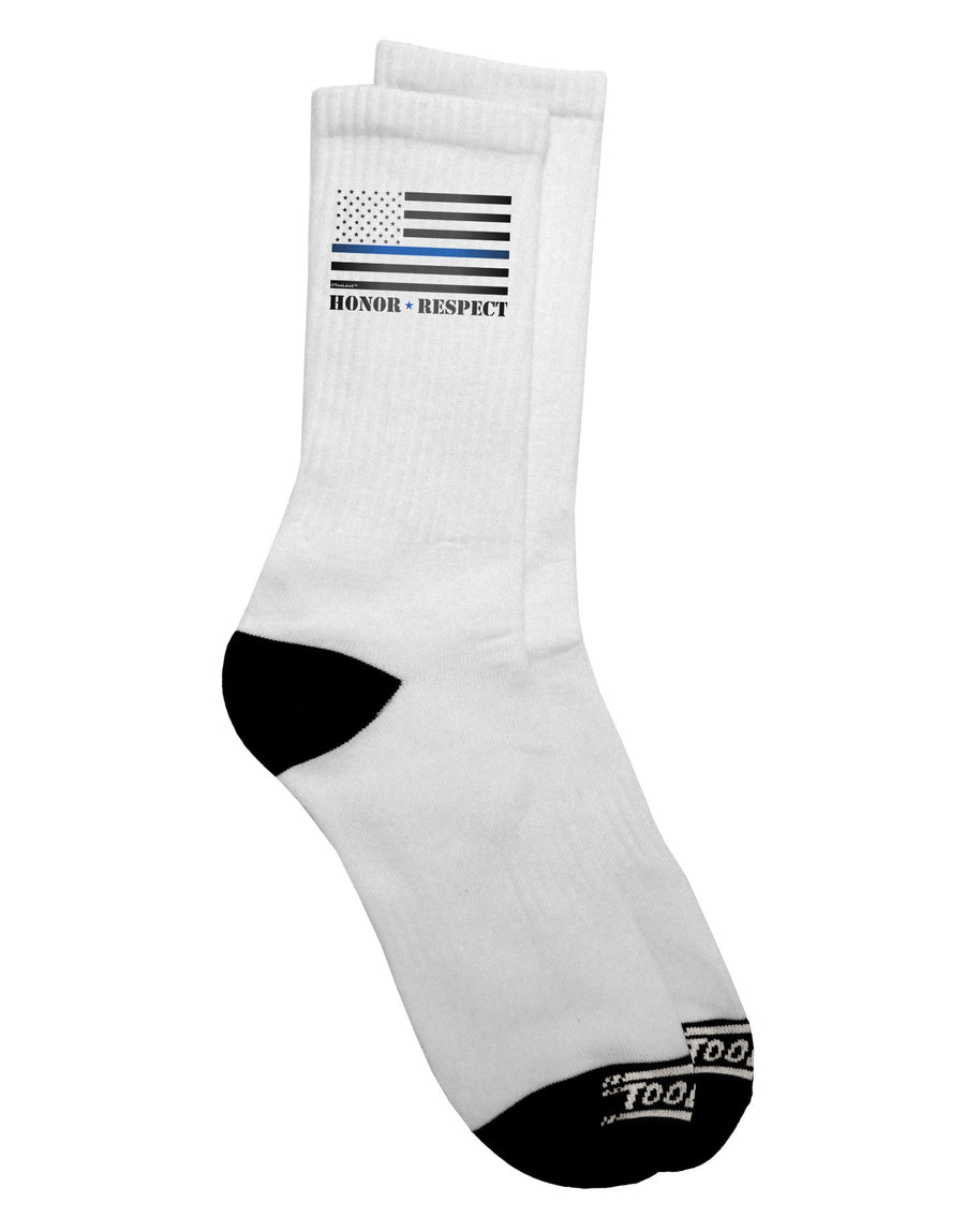 Stylish Adult Crew Socks in Honor of Respect and Blue Line - TooLoud-Socks-TooLoud-White-Ladies-4-6-Davson Sales