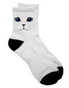 Stylish Adult Short Socks with Blue-Eyed Cute Cat Face - TooLoud-Socks-TooLoud-White-Ladies-4-6-Davson Sales
