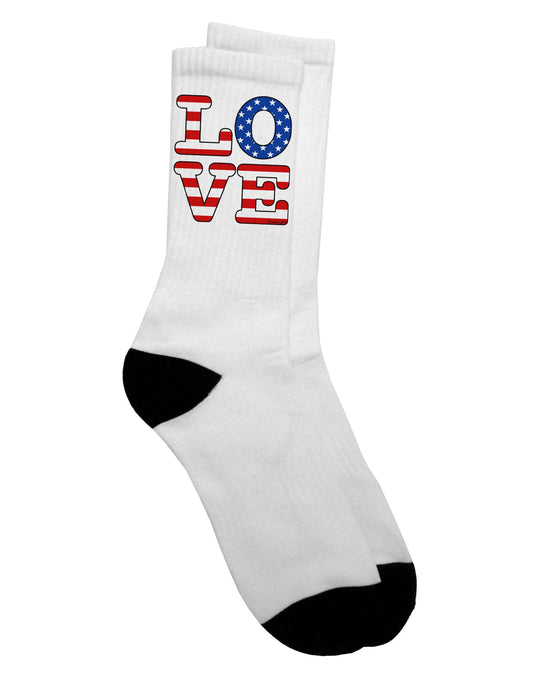 Stylish American Love Design Adult Crew Socks - Enhance Your Wardrobe with TooLoud-Socks-TooLoud-White-Ladies-4-6-Davson Sales