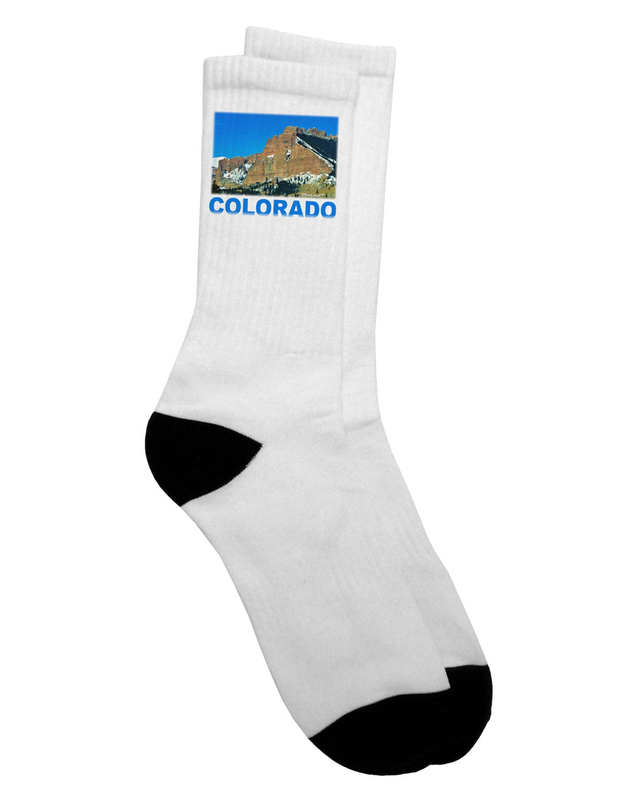 Stylish and Cozy Colorado Snowy Mountains Text Adult Crew Socks - TooLoud-Socks-TooLoud-White-Ladies-4-6-Davson Sales