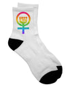 Stylish and Empowering Rainbow Distressed Feminism Symbol Adult Short Socks - TooLoud-Socks-TooLoud-White-Ladies-4-6-Davson Sales