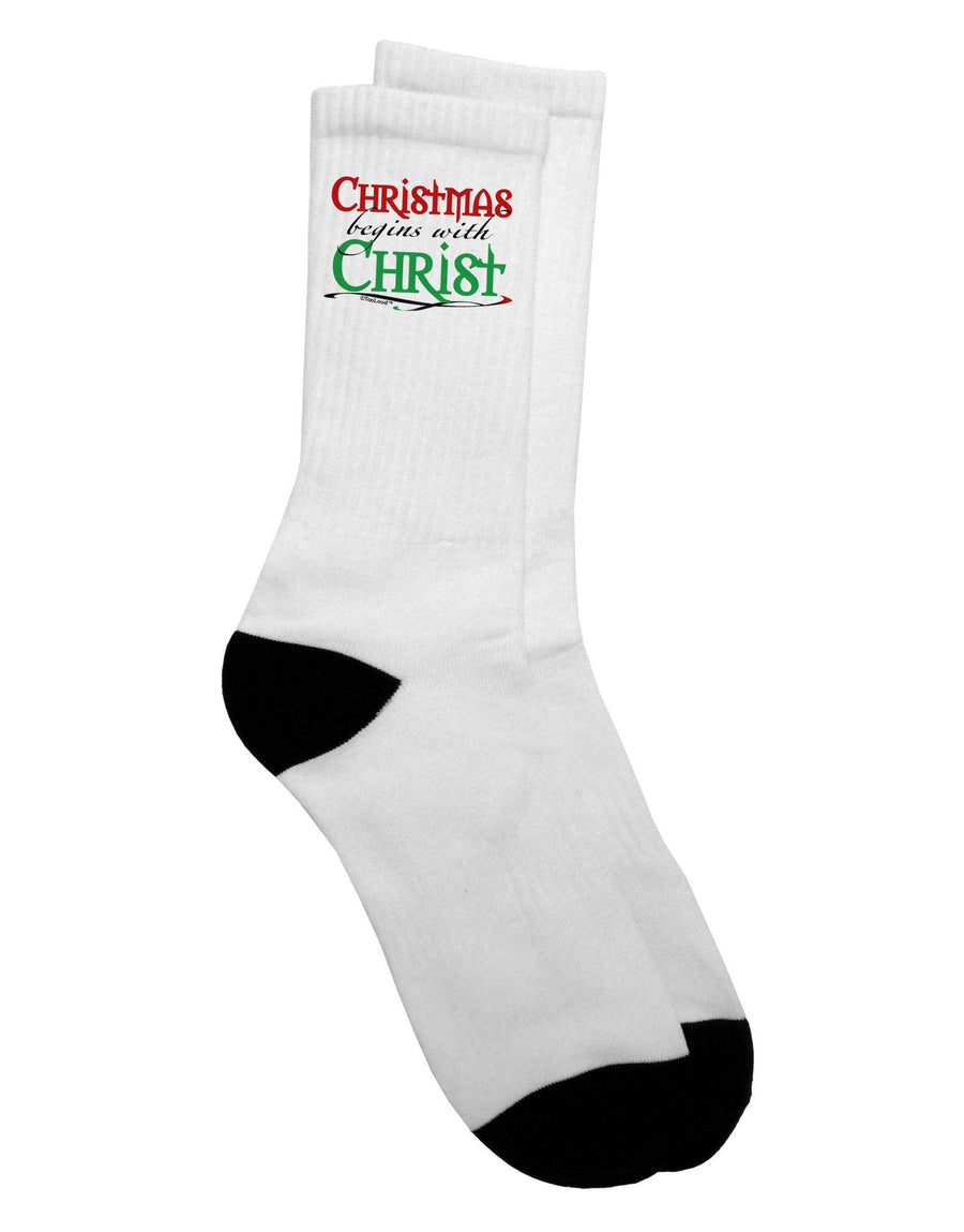 Stylish and Meaningful Adult Crew Socks with "Begins With Christ" Text - TooLoud-Socks-TooLoud-White-Mens-9-13-Davson Sales