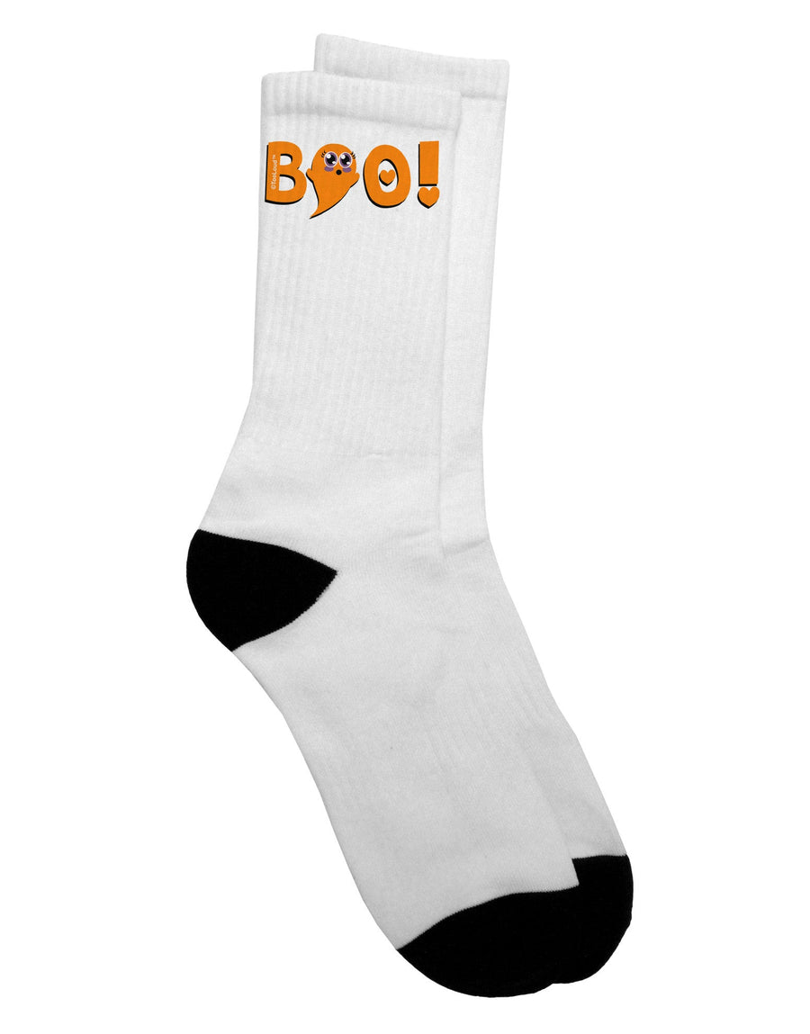 Stylish and Playful Boo Text Orange Crew Socks - TooLoud-Socks-TooLoud-White-Ladies-4-6-Davson Sales