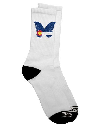 Stylish and Trendy Grunge Colorado Butterfly Flag Dark Adult Socks - TooLoud-Socks-TooLoud-Crew-Ladies-4-6-Davson Sales