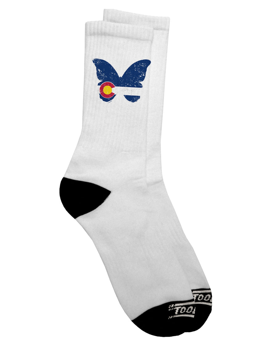 Stylish and Trendy Grunge Colorado Butterfly Flag Dark Adult Socks - TooLoud-Socks-TooLoud-Short-Ladies-4-6-Davson Sales