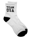 Stylish and Trendy Team USA Distressed Text Adult Short Socks - TooLoud-Socks-TooLoud-White-Ladies-4-6-Davson Sales