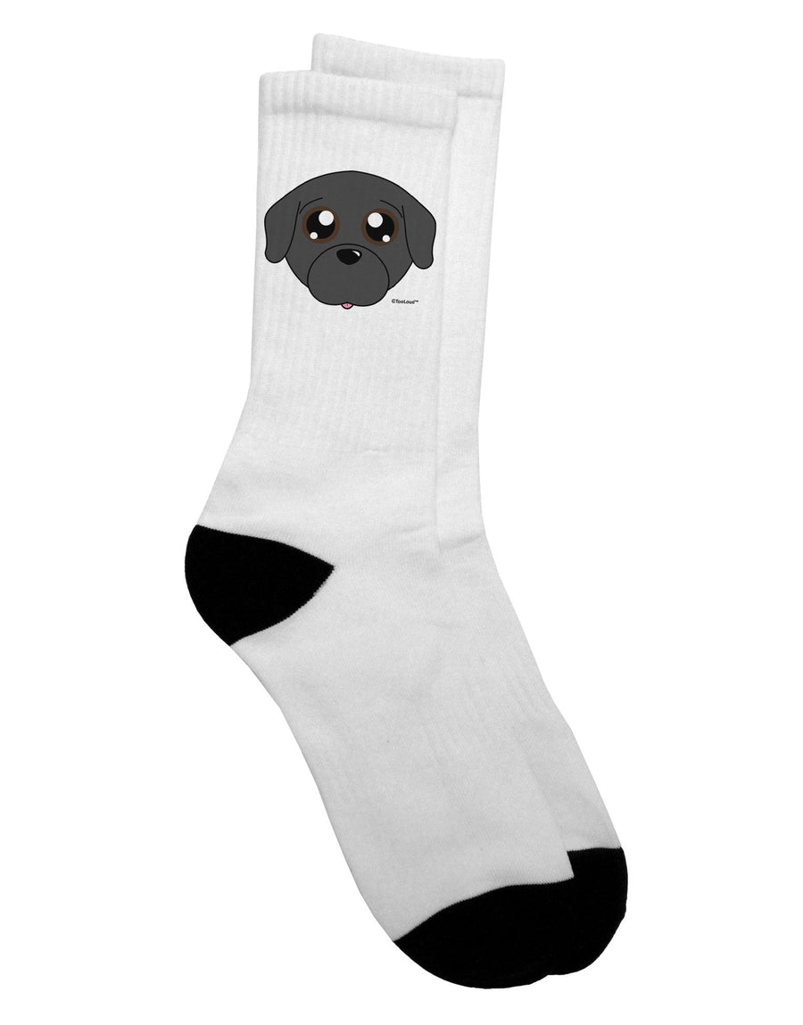 Stylish Black Adult Crew Socks featuring a Cute Pug Dog - by TooLoud-Socks-TooLoud-White-Ladies-4-6-Davson Sales