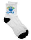 Stylish Blue Adult Short Socks with Adorable Gobble Turkey Design - TooLoud-Socks-TooLoud-White-Ladies-4-6-Davson Sales