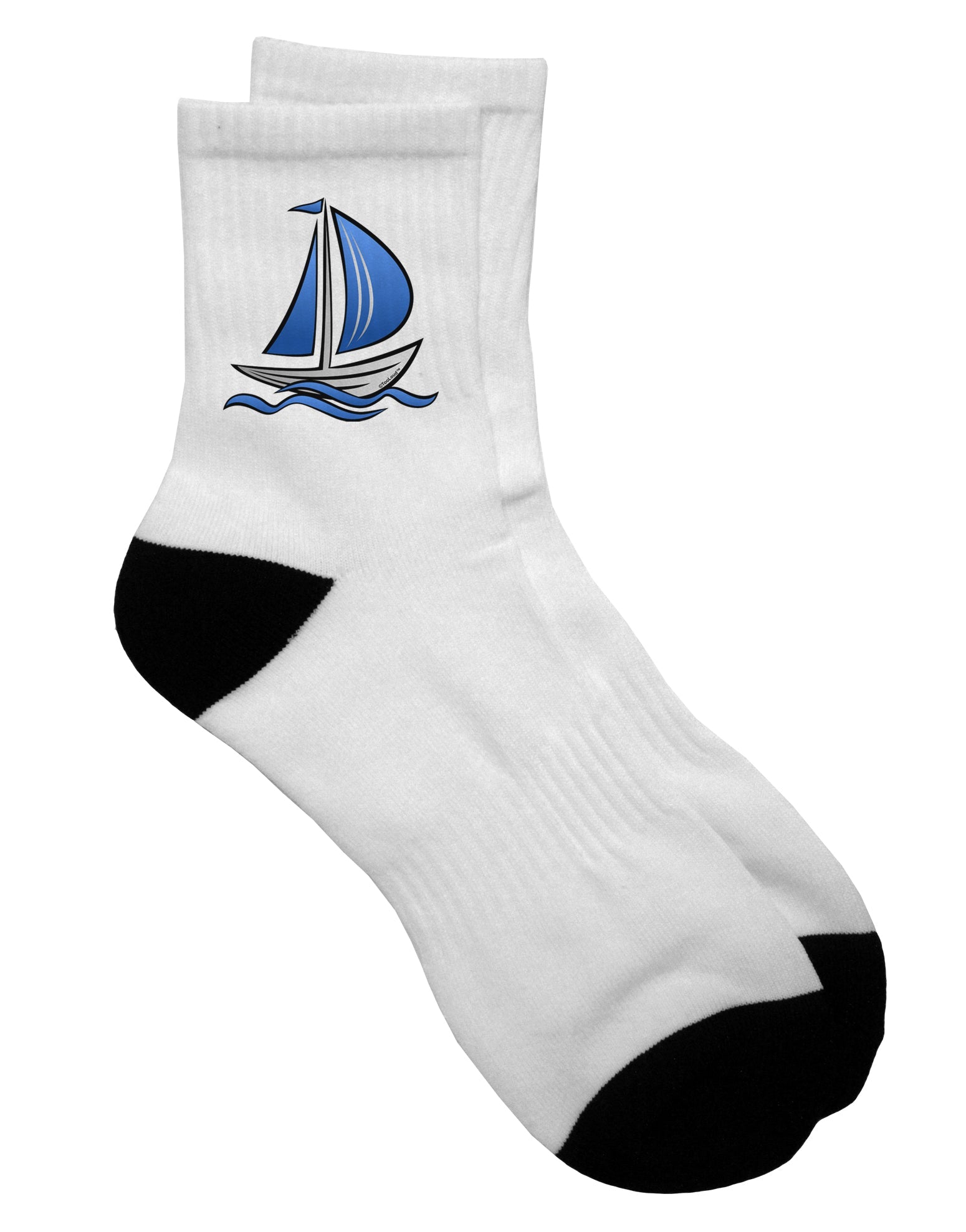 Stylish Blue Sailboat Adult Short Socks - Enhance Your Wardrobe with a Nautical Touch - TooLoud-Socks-TooLoud-White-Ladies-4-6-Davson Sales