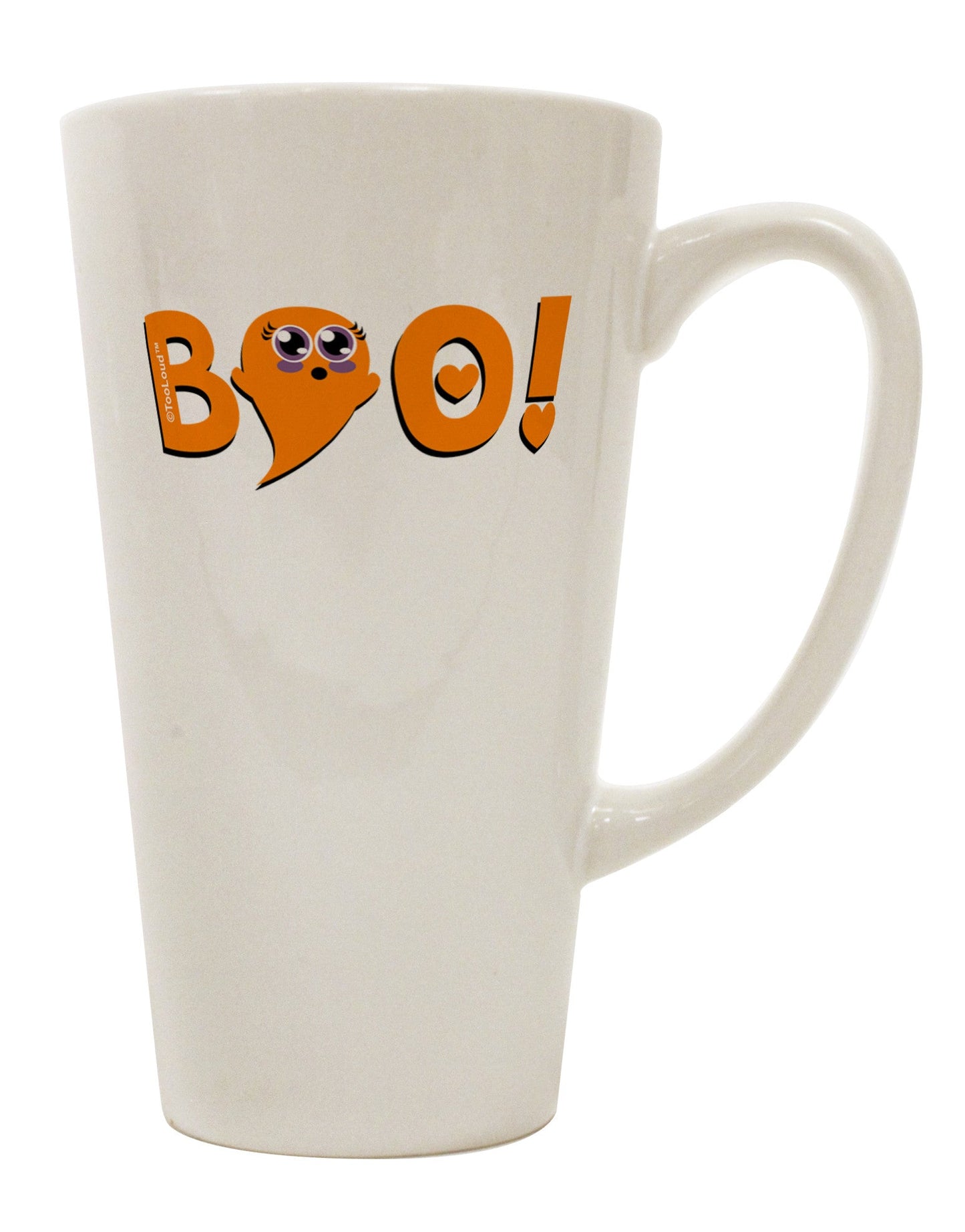 Stylish Boo Text Orange 16 Ounce Conical Latte Coffee Mug - TooLoud-Conical Latte Mug-TooLoud-White-Davson Sales