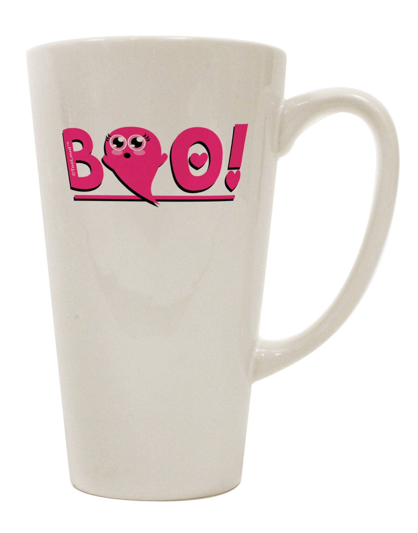 Stylish Boo Text Pink 16 Ounce Conical Latte Coffee Mug - TooLoud-Conical Latte Mug-TooLoud-White-Davson Sales