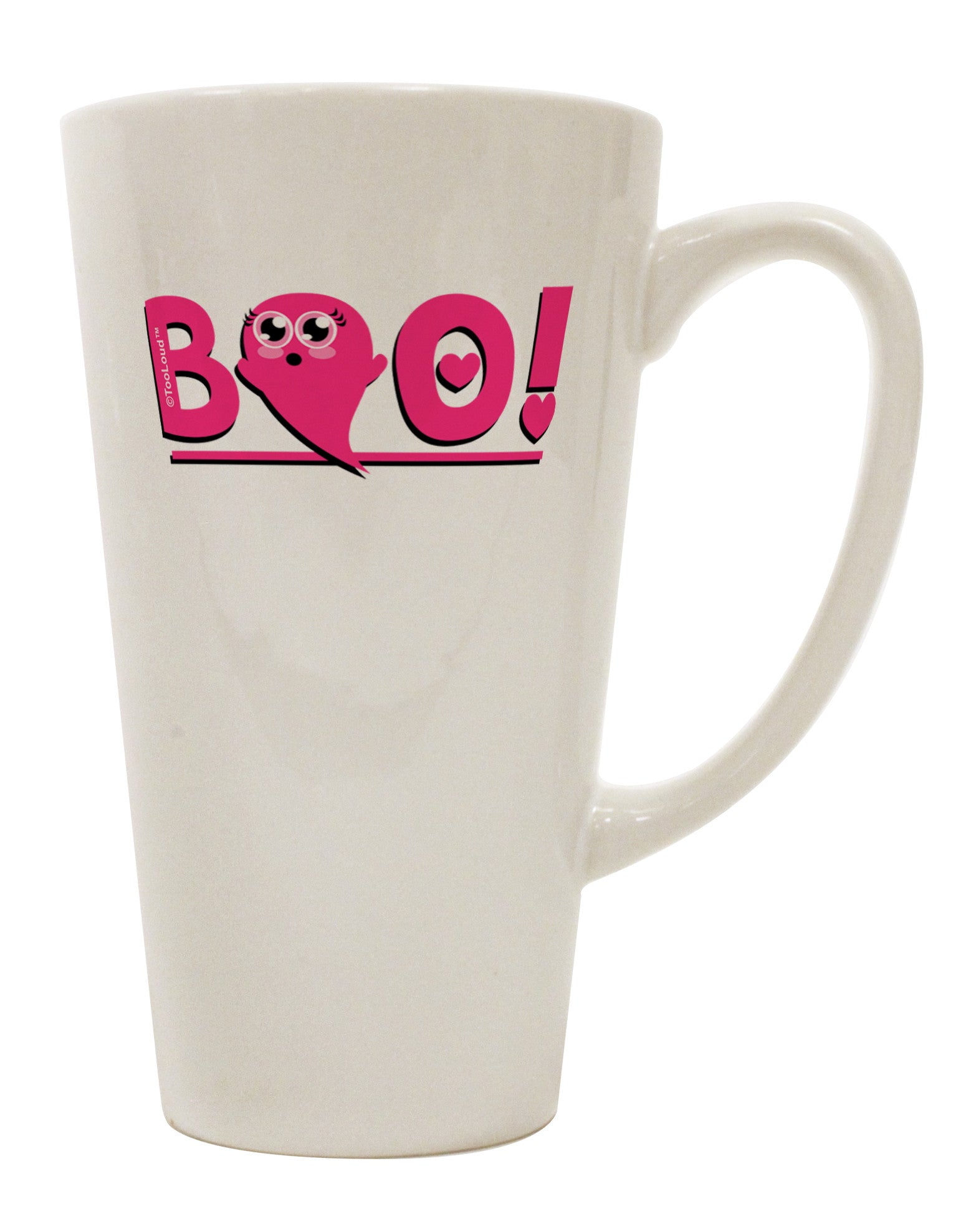 Stylish Boo Text Pink 16 Ounce Conical Latte Coffee Mug - TooLoud-Conical Latte Mug-TooLoud-White-Davson Sales